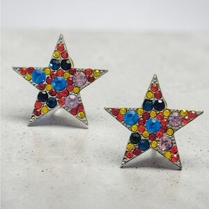 Sassy Jones Colorful Star Rhinestone Earrings - Multicolor